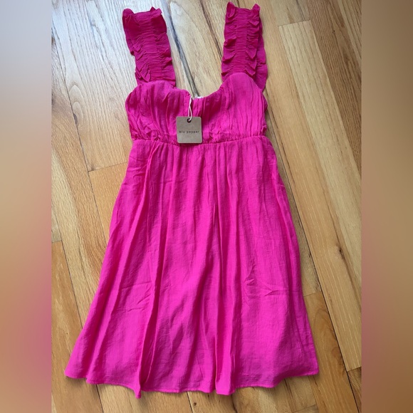 Blu Pepper Fuchsia Ruffle Mini Dress - Picture 2 of 3